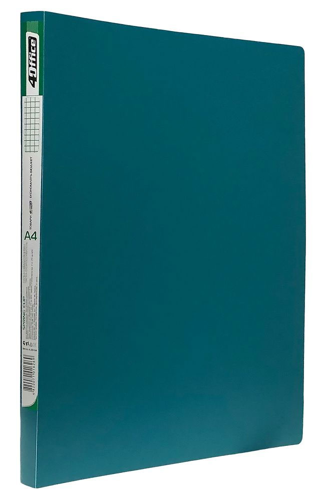 Папка с боковым прижимом и карманом, корешок 18мм., 500мкм пластик, до 120 лист., зелен. 4Office - фото 1