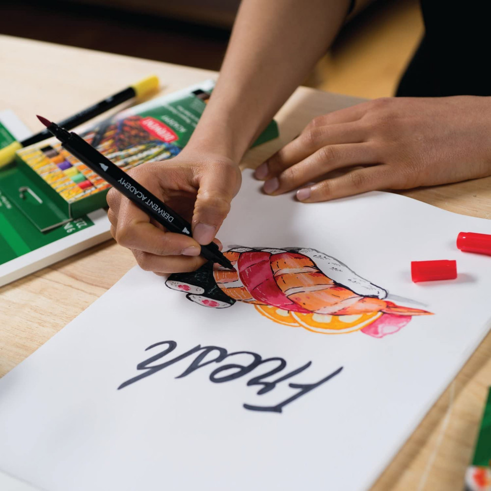Маркеры водорастворимые 8шт./уп. двусторонние с кисточкой WATERSOLUBLE MARKERS , ассорт. Derwent - фото 5