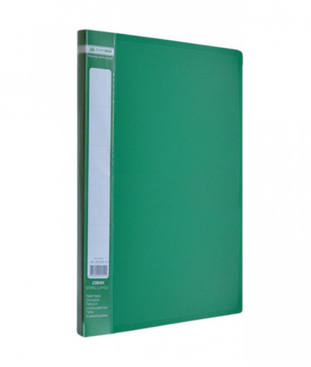 Папка с боковым прижимом JOBMAX, корешок 16мм., 450мкм пластик, до 120 лист., зелен. BuroMax - фото 3