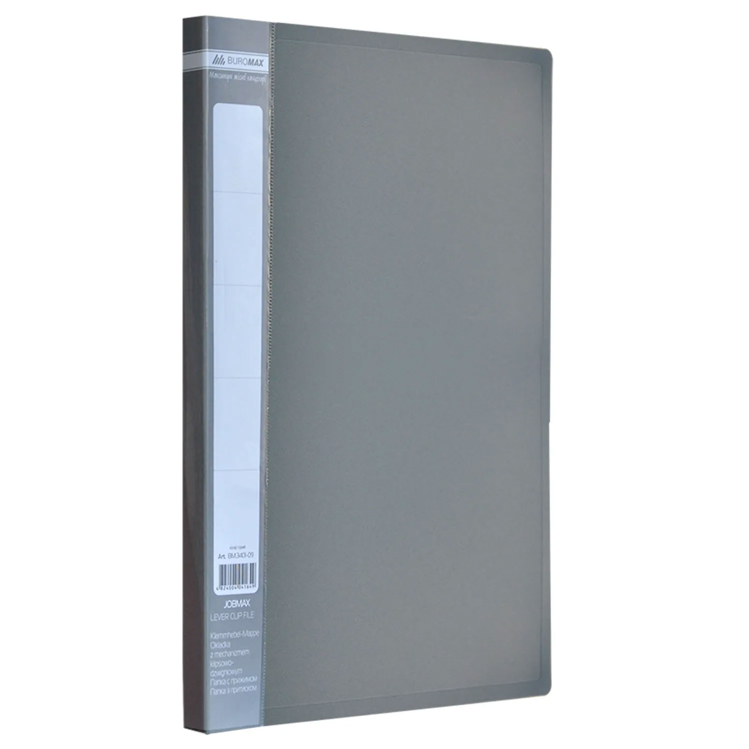 Папка с боковым прижимом JOBMAX, корешок 16мм., 450мКм пластик, до 120 лист., серый BuroMax - фото 4