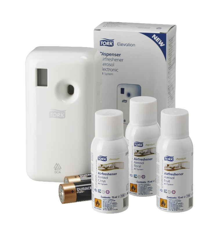 Диспенсер для аэрозольного освежителя воздуха Aluminium, электронный, пластик, (A1), бел. Tork - фото 2