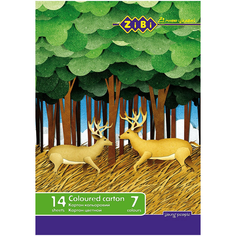 Картон цветной 7 цветов - 14 листов, 230г/м2 KIDS Line ZiBi - фото 3
