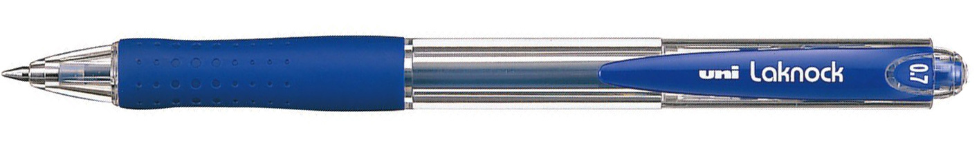 Ручка шариковая автоматическая Laknock fine, 0,7мм., корпус прозр., стержень син. Uni - фото 5