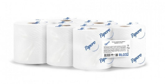 Полотенца рулонные Джамбо с перфор., 2-х сл., 120м., диам. 19см., ширина 20,8см., 6рул/уп., цел.бел. PAPERO - фото 2