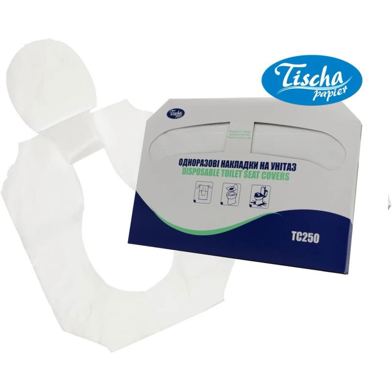 Накладки на сиденье унитаза, сложение 1/2, 37*42см., 1-сл. цел., 250 шт./уп., бел. (ТС-250) Tischa Papier - фото 2