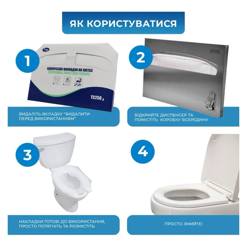 Накладки на сиденье унитаза, сложение 1/2, 37*42см., 1-сл. цел., 250 шт./уп., бел. (ТС-250) Tischa Papier - фото 3