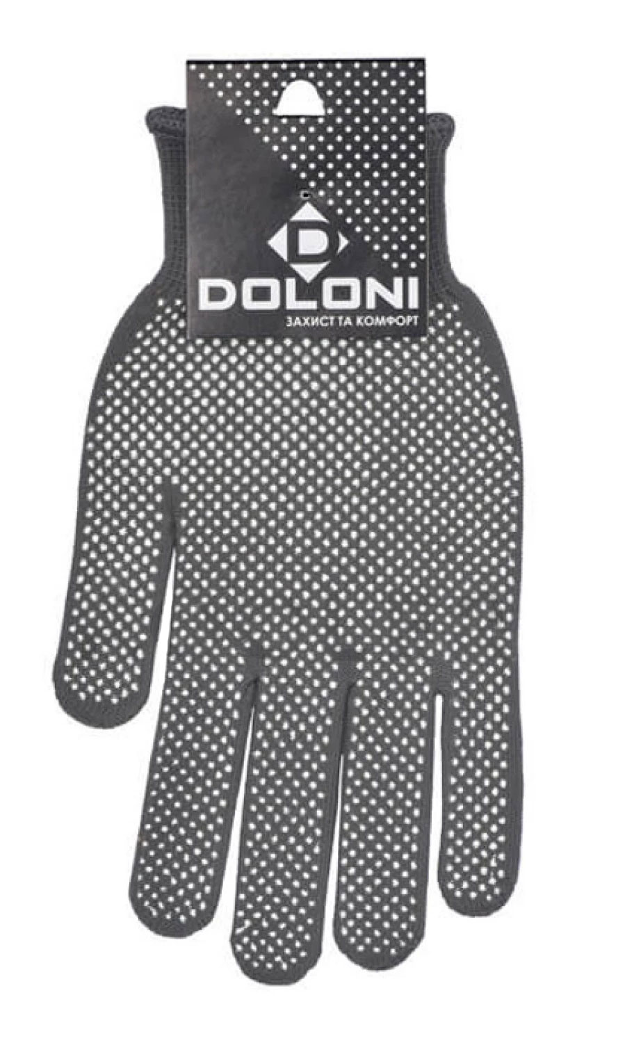 Перчатки вязаные трикотажные Лайт, ладошка ПВХ точка, 13 класс, 10 (XL) размер, серый (4413) Doloni - фото 1