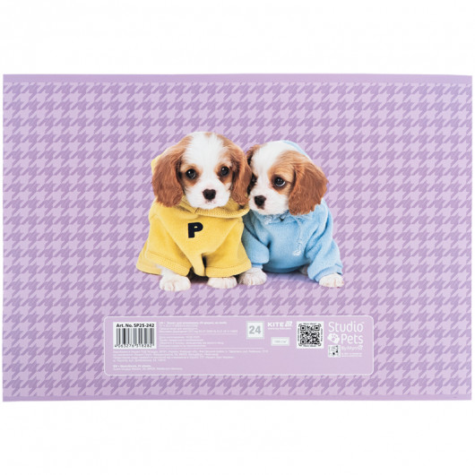 Зошит для малювання, 24 арк., скоба, софт тач + УФ лак, Studio Pets (SP25-242) Kite — фото 9