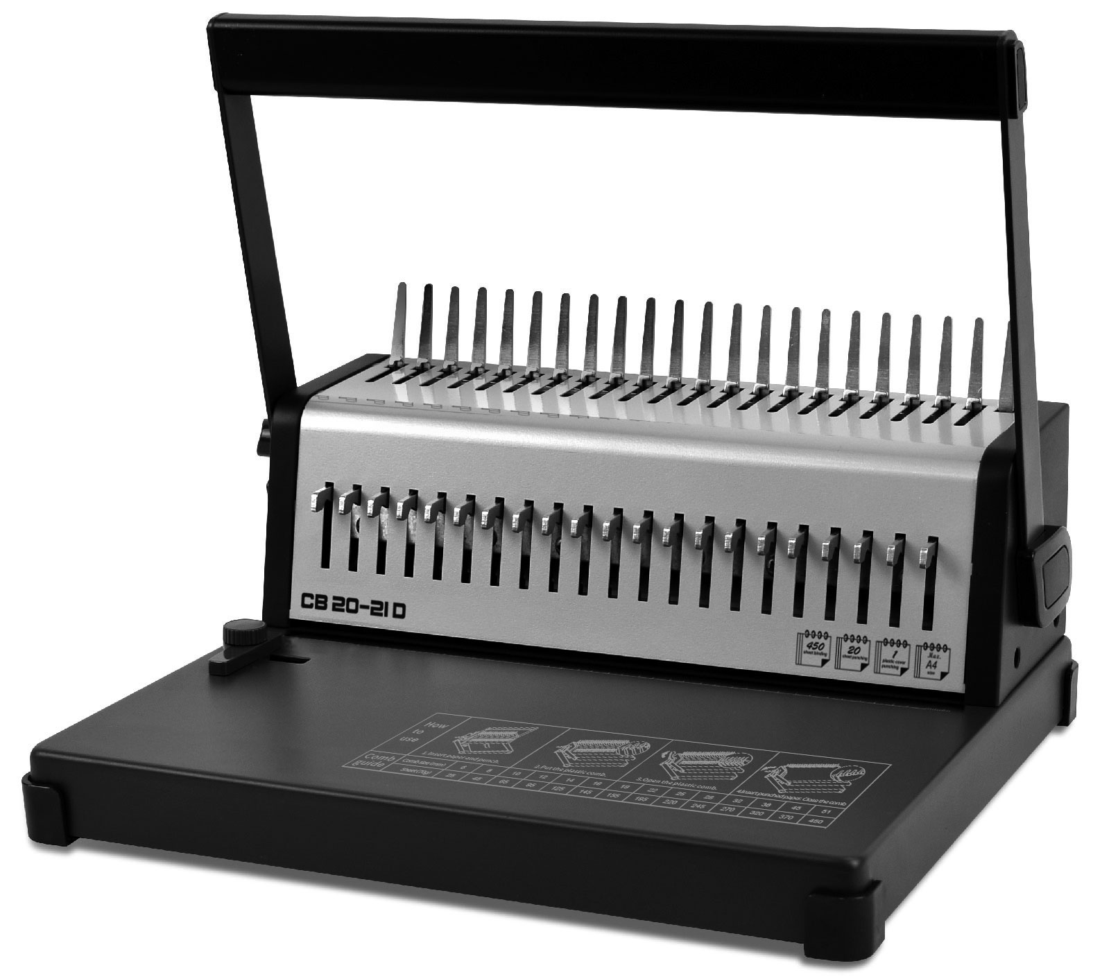 Біндер для пластикових пружин CB20-21D, до 450арк. (6-51 мм.), діркопробивач на 20арк. D&Art — фото 1