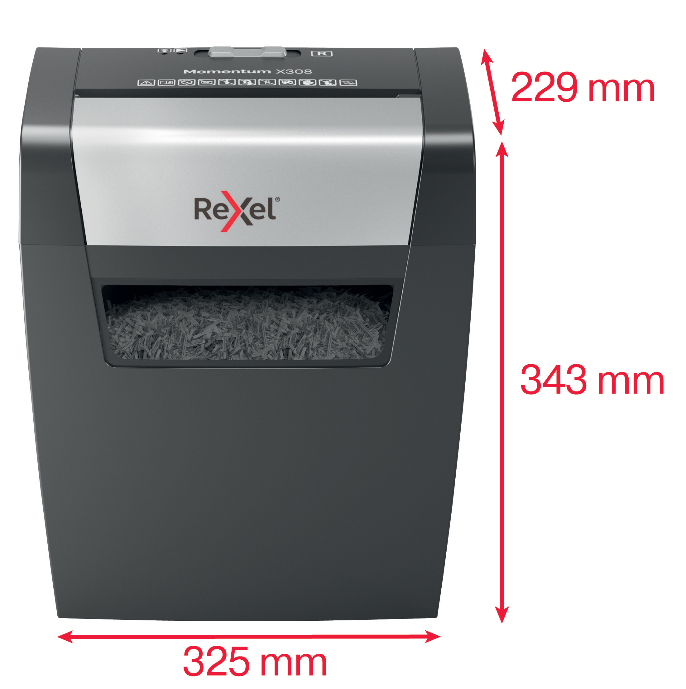 Знищувач документів Momentum X308  P3 8лист., перехресна різання, корзина 15л Rexel — фото 8