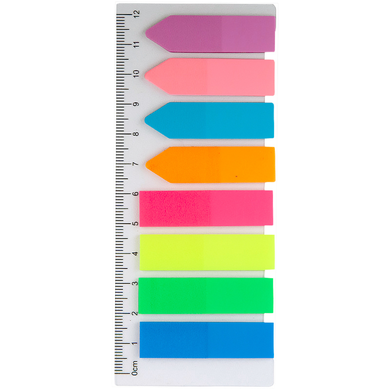 Закладки пластиковые 12х45мм., 200шт., 8 цветов по 25 листов, неон, прямоуг.+стрелка Axent Delta - фото 4