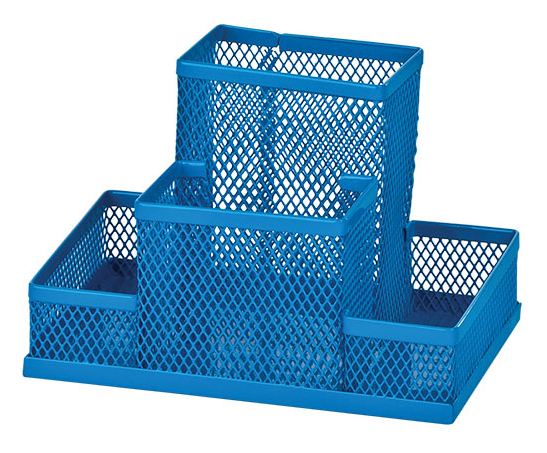 Подставка для ручек и канцтоваров на 4 отделения металлическая, син. ZiBi - фото 3