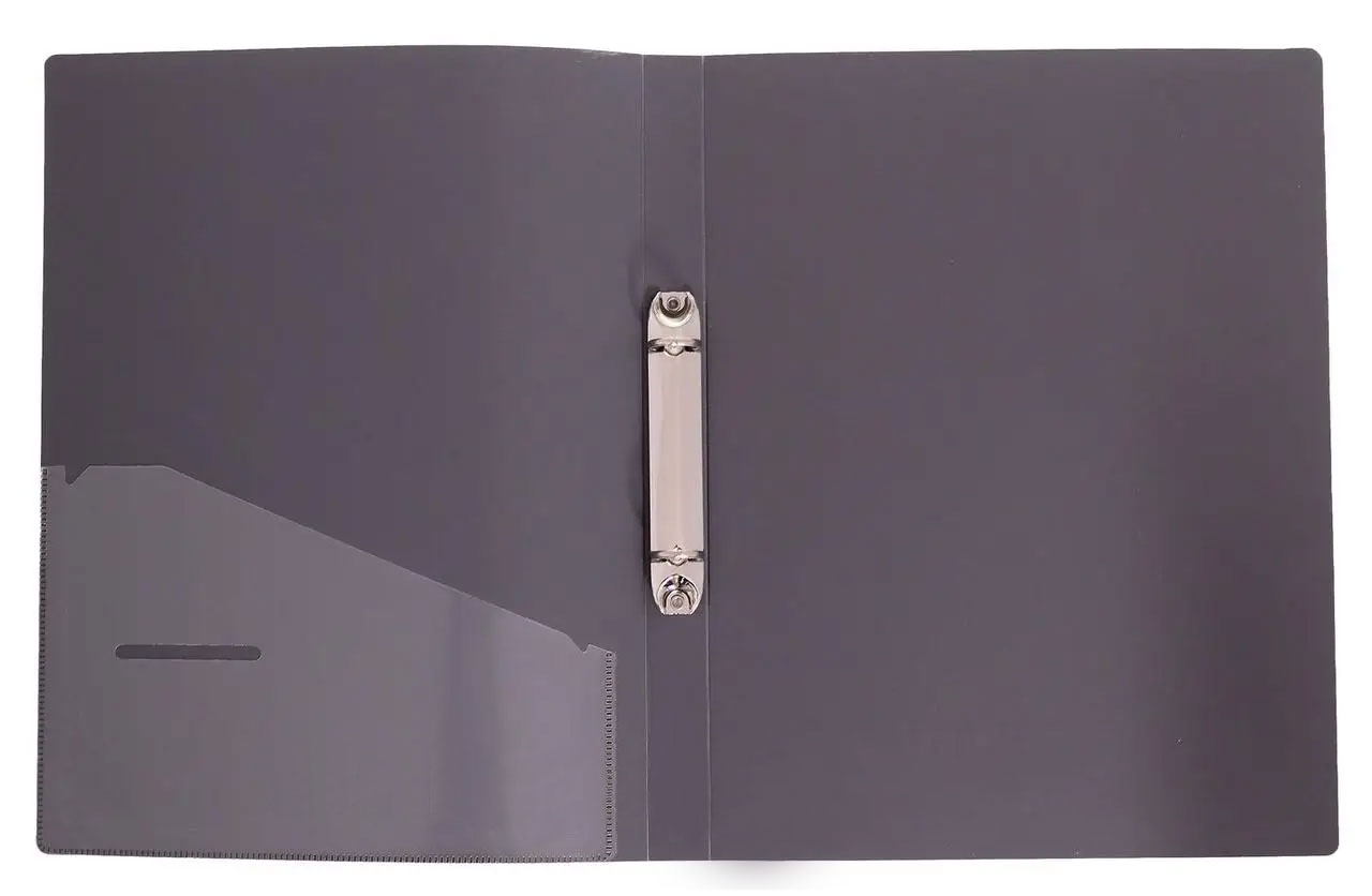 Папка А4, 2 кільця, 25мм., пластик, внутрішня кишеня, сір. Scholz — фото 4
