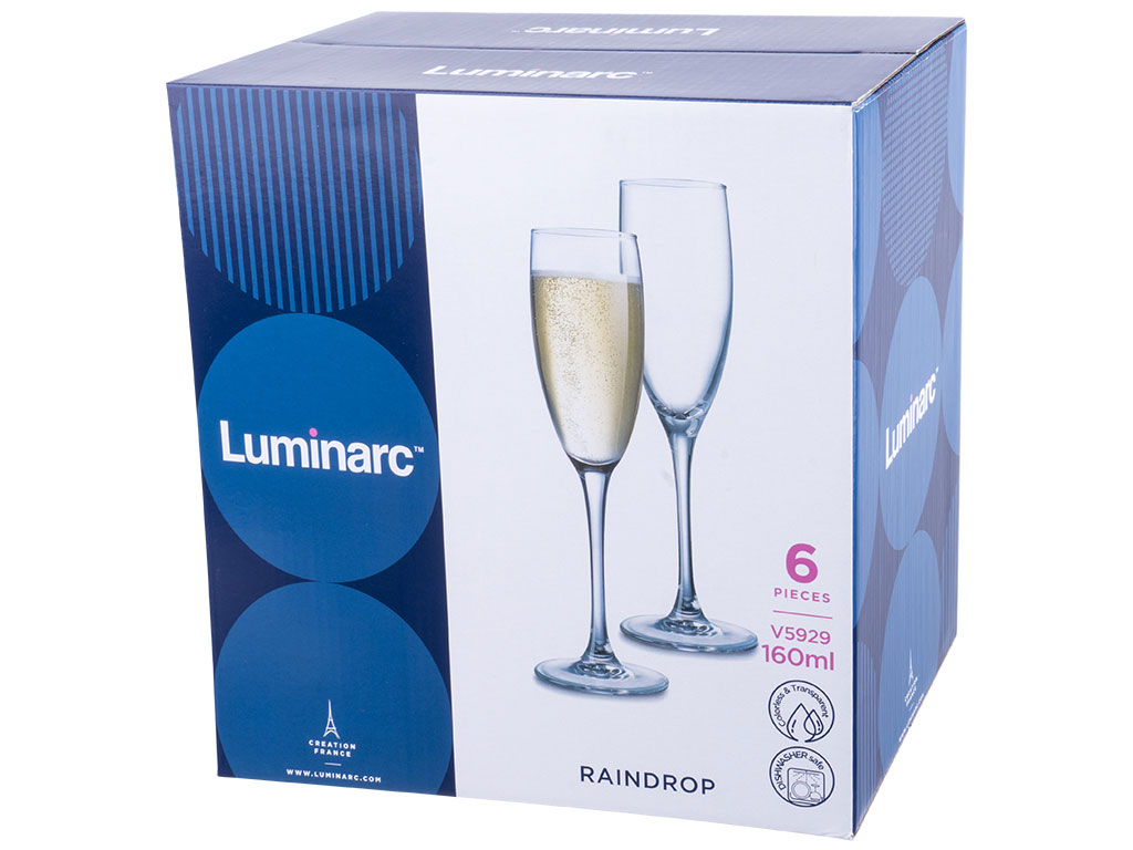 Бокал для шампанского, 160мл. RAINDROP, 6шт./уп. (V5929) Luminarc - фото 3