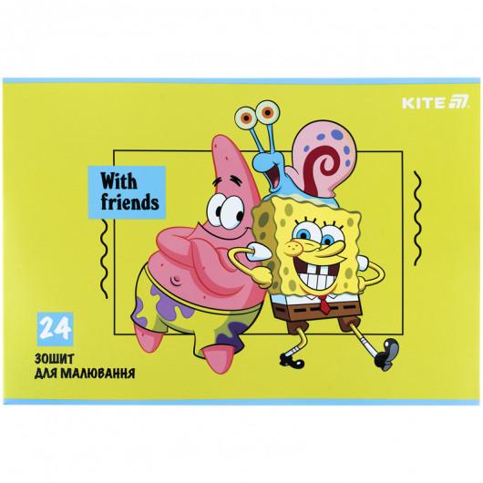 Тетрадь для рисования, 24 лист., скоба, гибр. лак + УФ лак, Sponge Bob (SB25-242) Kite - фото 10