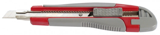 Нож канцелярский малый 9мм., метал. направляющая, пласт. прорезиненный корпус, красно-серый Axent - фото 6