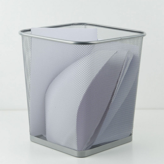 Корзина для бумаг 15л., квадратная металлическая, серебр. Axent - фото 6