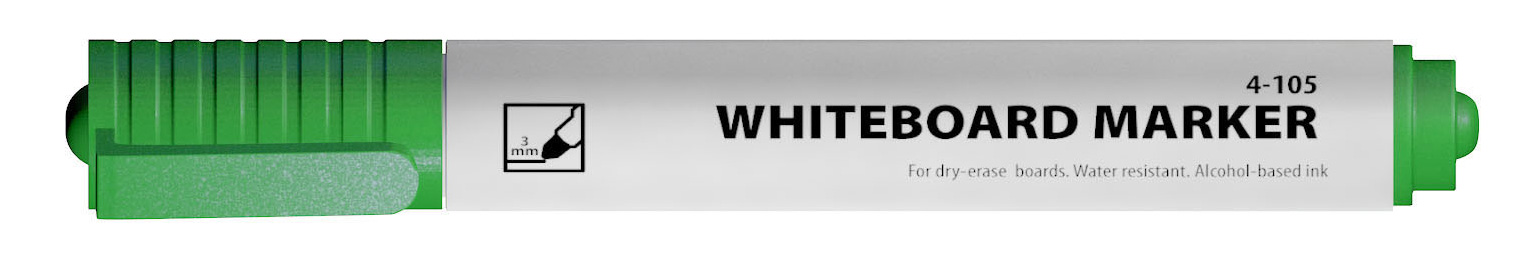 Маркер для дошок, круглий наконечник 1-2мм., зелен. 4Office — фото 4