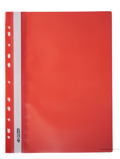 Швидкозшивач з прозорим верхом та європерфорацією, А4, черв. 4Office — фото 3