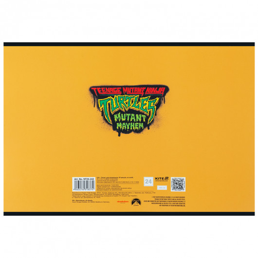 Тетрадь для рисования, 24 лист., скоба, софт тач + УФ лак, Ninja Turtles (NT25-242) Kite - фото 10
