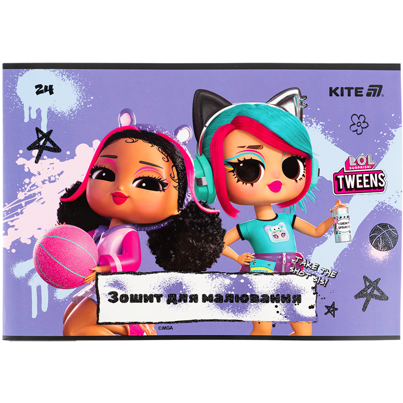 Зошит для малювання, 24 арк., скоба, УФ лак + глітер, LO (LO25-242) Kite — фото 10