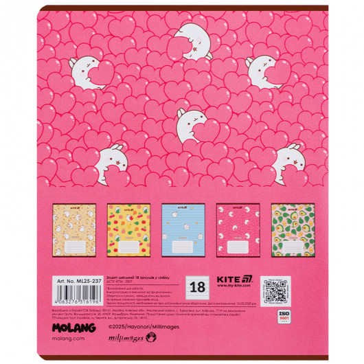 Зошит 18 арк., лін., гібр. лак + УФ лак, Molang (ML25-237) Kite — фото 17