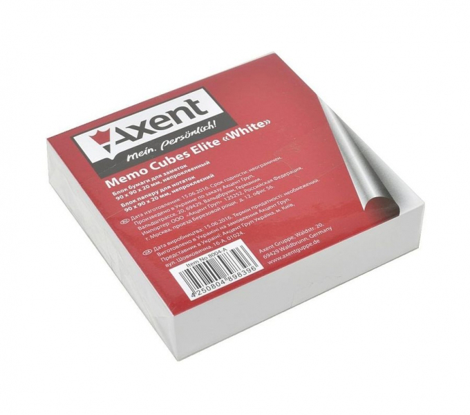 Блок для записи клееный 90*90*20мм., Elite Белый Axent - фото 4