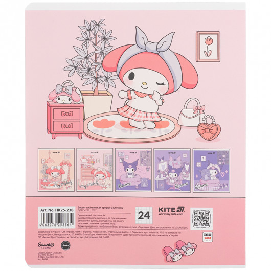 Зошит 24 арк., кл., софт тач + УФ лак, Hello Kitty (HK25-238) Kite — фото 20