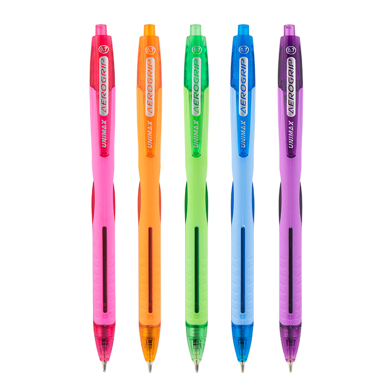 Набор ручек шариковых автоматических Aerogrip-3, 5 цветов, цвет корпуса соответствует цвету чернил Unimax - фото 5