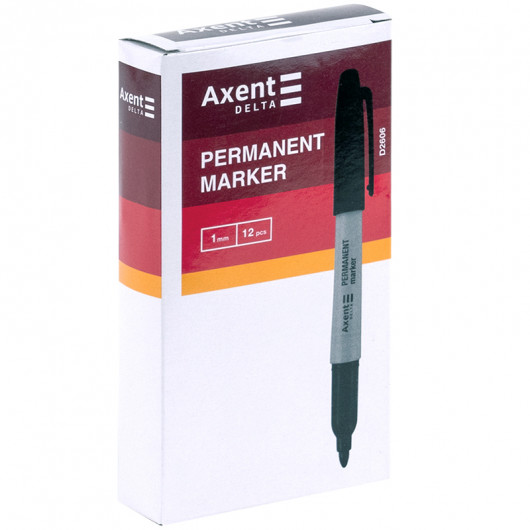 Маркер перманентный, круглое острие 1мм. D2606, черн. Axent Delta - фото 4