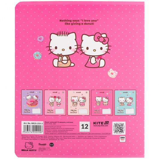 Зошит 12 арк., кл., софт тач + УФ лак, Hello Kitty-2 (HK25-232-2) Kite — фото 13