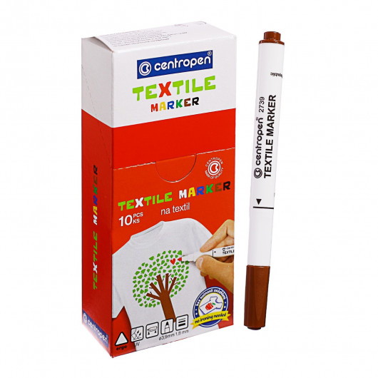 Маркер для тканини 2739, круглий наконечник 2мм., коричн. Centropen — фото 6