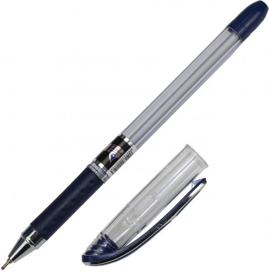 Ручка кулькова Maxflow, 0,7мм., корпус прозорий, стержень син. Unimax — фото 4