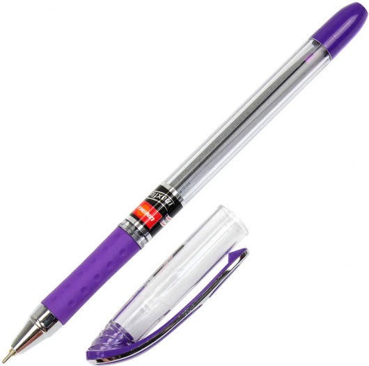 Ручка кулькова Maxflow, 0,7мм., корпус прозорий, стержень фіолет. Unimax — фото 5