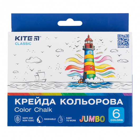 Крейда кольорова Jumbo, 6 кол. Kite Classic Kite — фото 3