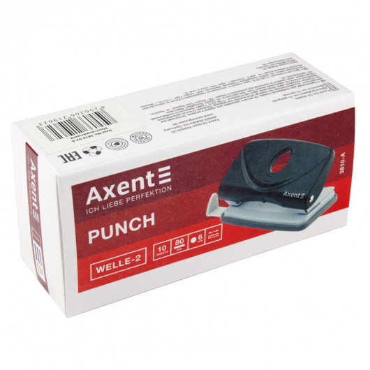 Дырокол на 2 отверстия, до 10 листов Welle-2, пластиковый, красн. Axent - фото 6