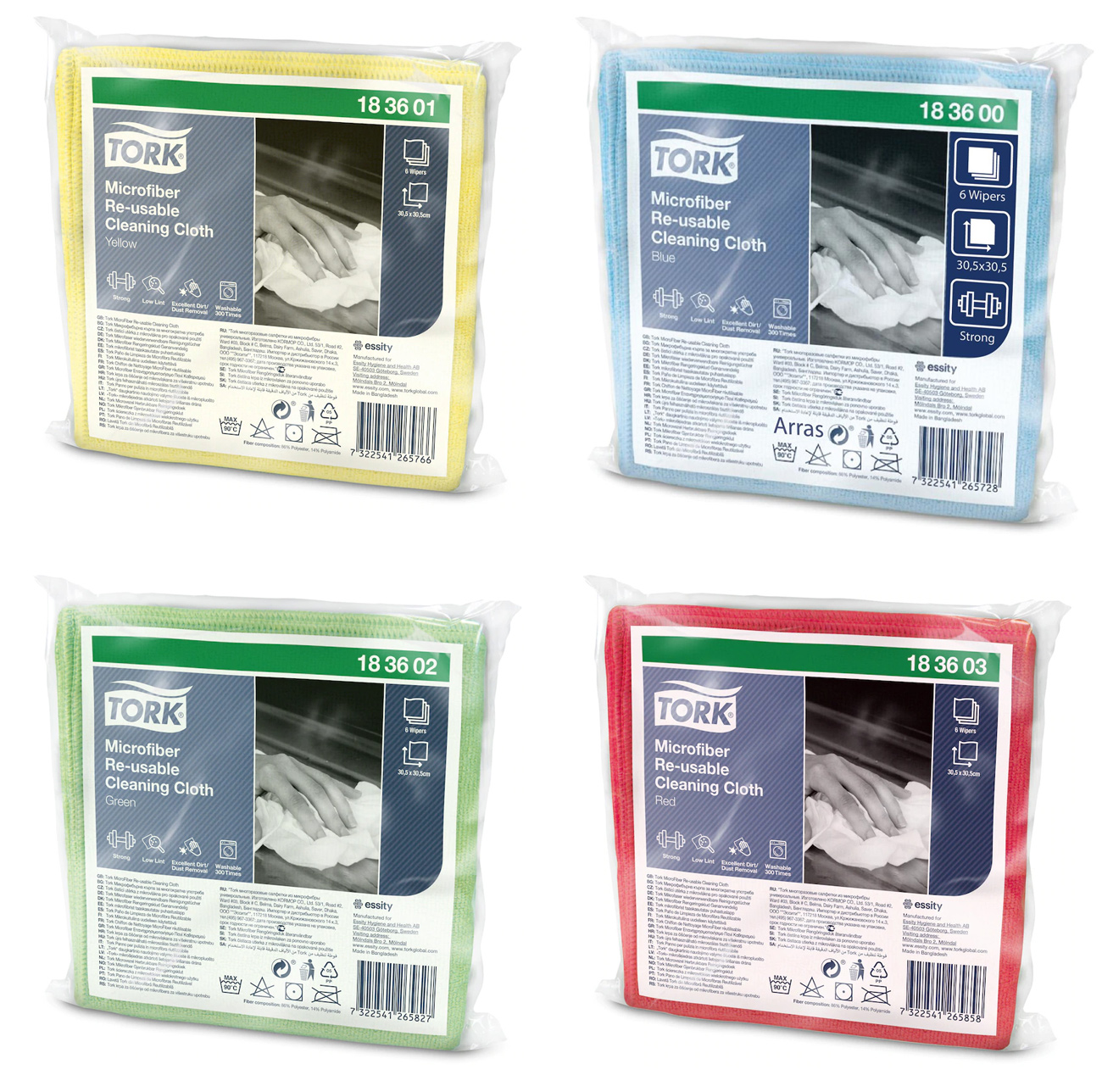 Микрофибра салфетка для уборки 30,5*30,5см., 6шт./уп., син. Tork - фото 1