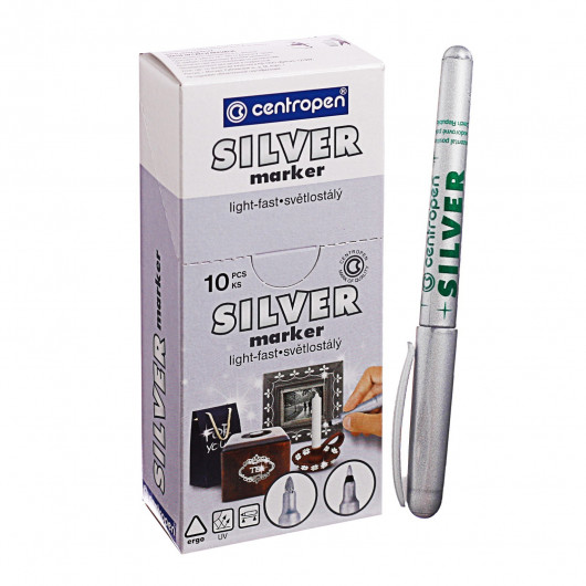 Маркер Silver 2670, круглий накінечник, 1мм., срібл. Centropen — фото 5
