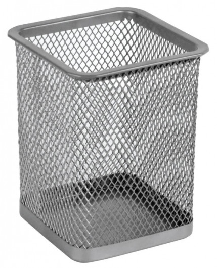 Подставка для ручек металлическая перфорированная квадратная, серебр. Axent - фото 2