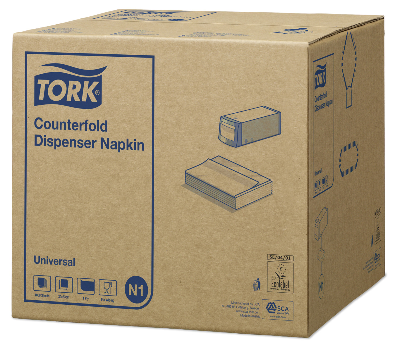 Салфетки 33*32см. Tork Universal 1 слойная, 250шт./уп., бел. Tork - фото 2