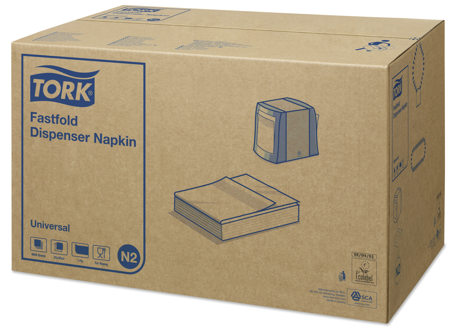 Салфетки 30*25см. Tork Universal 1 слойная, 250шт./уп., бел. Tork - фото 2