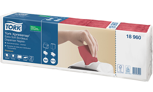 Салфетки для диспенсеров Xpressnap® №4 ультрамягкие, 21,3*16,5см, 2х сл., 1000 шт/уп., (N4), борд. Tork - фото 3
