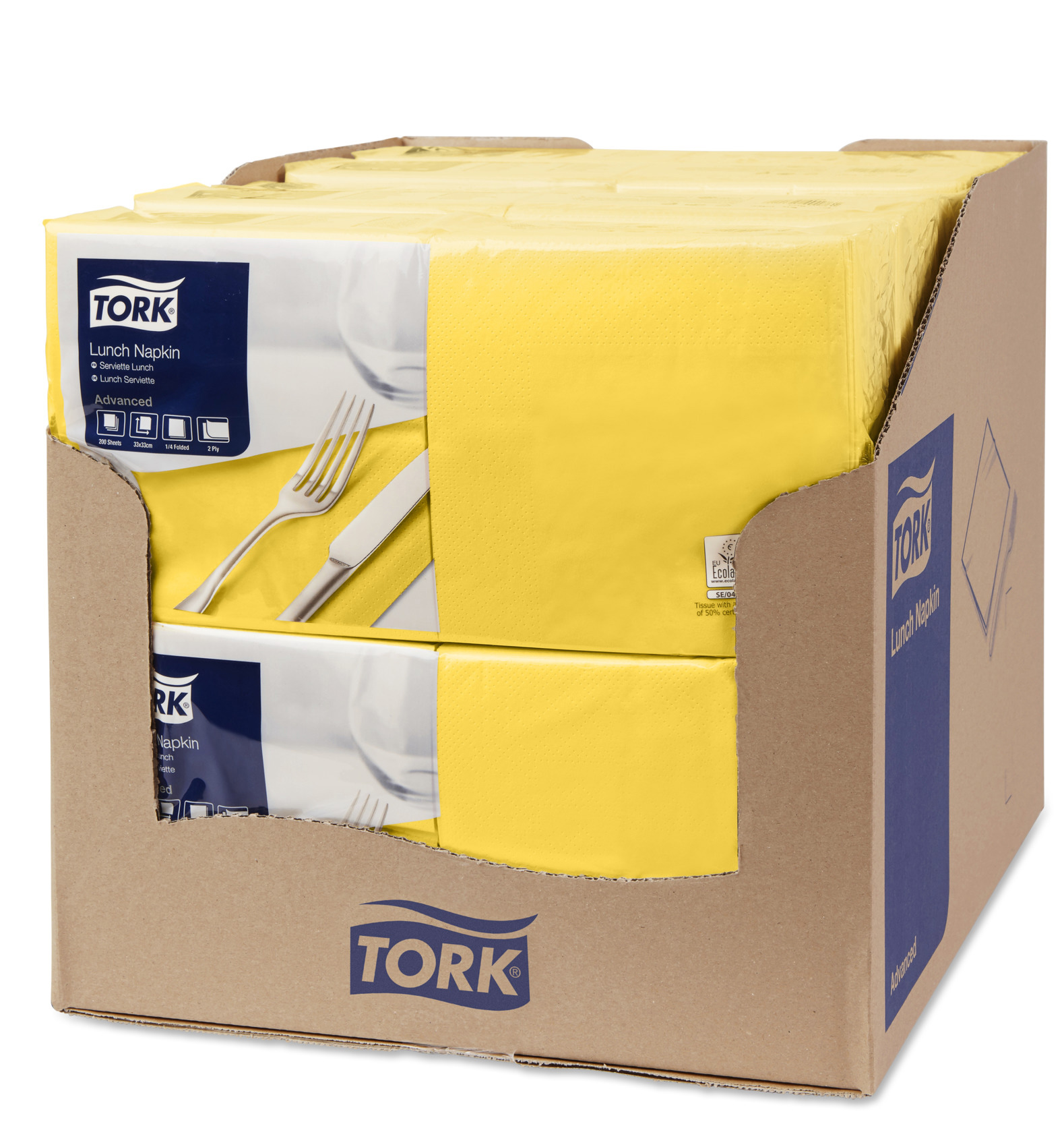 Салфетки 33*33см. Tork Advanced 2-х слойная, 200шт./уп., желт. Tork - фото 2