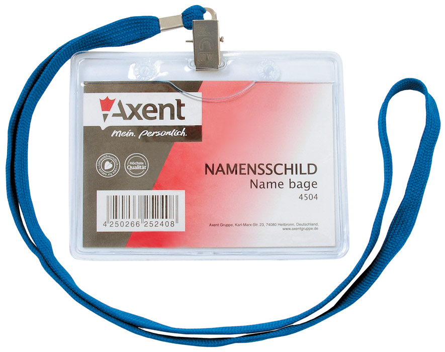 Бейдж горизонтальный 116*92мм., с лентой син. Axent - фото 3