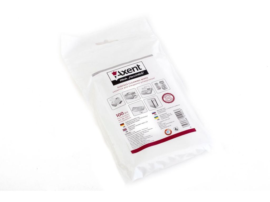 Серветки вологі для чищення оргтех., змінні в кульку, 100шт. (5311-A) Axent — фото 3