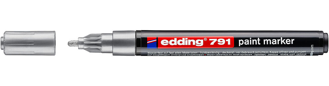 Маркер для маркування усіх поверхонь 791, круглий наконечник 1-2мм., срібл. Edding — фото 7