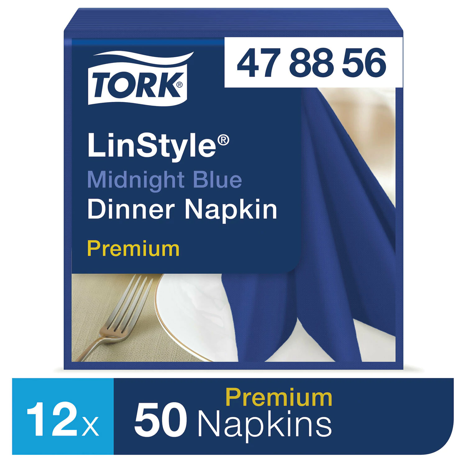 Серветки 39*39*см. Tork Premium LinStyle® 1 шарова, 50шт./уп., син. Tork - фото 1