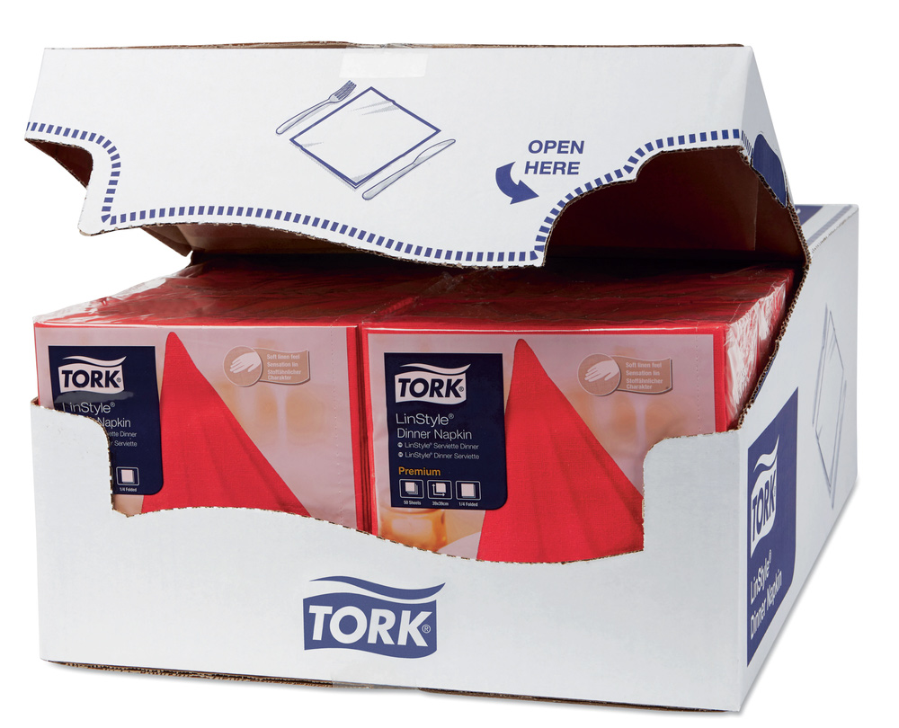 Салфетки 39*39см. Tork Premium LinStyle® 1 слойная, 50шт./уп., красн. Tork - фото 1