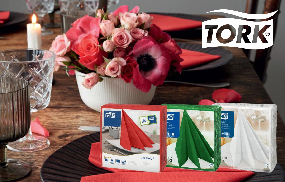 Салфетки 39*39см. Tork Premium LinStyle® 1 слойная, 50шт./уп., красн. Tork - фото 2