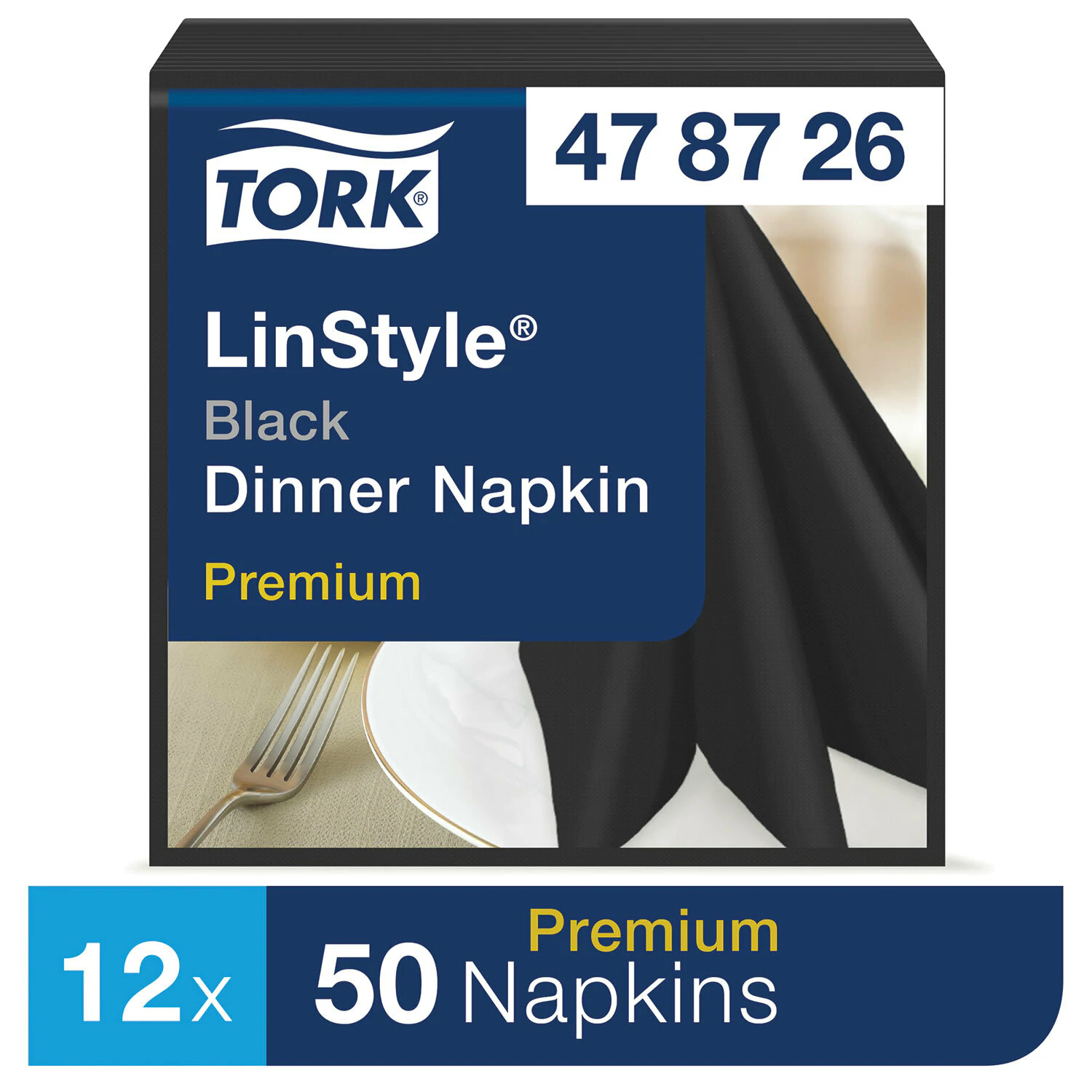 Салфетки 39*39см. Tork Premium LinStyle® 1 слойная, 50шт./уп., черн. Tork - фото 1